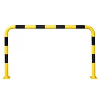 Rammschutz-Bügel Outdoor, Anfahrschutz aus Gütestahl, hochbelastbar, 1.200 mm Höhe, 2.000 mm Breite, feuerverzinkt und gelb kunststoffbeschichtet