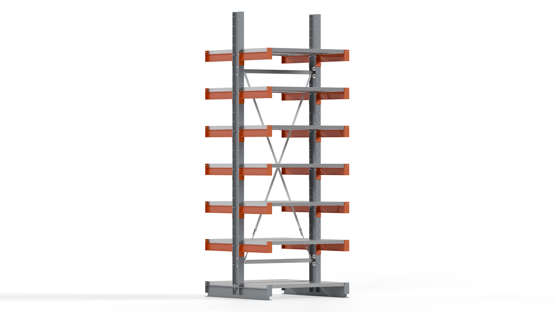 Kragarmregal KARL basic - lackiert - Breite: 100 cm - Höhe: 300 cm - Tiefe: 50 cm - Traglast je Kragarm: 870 kg - beidseitig
