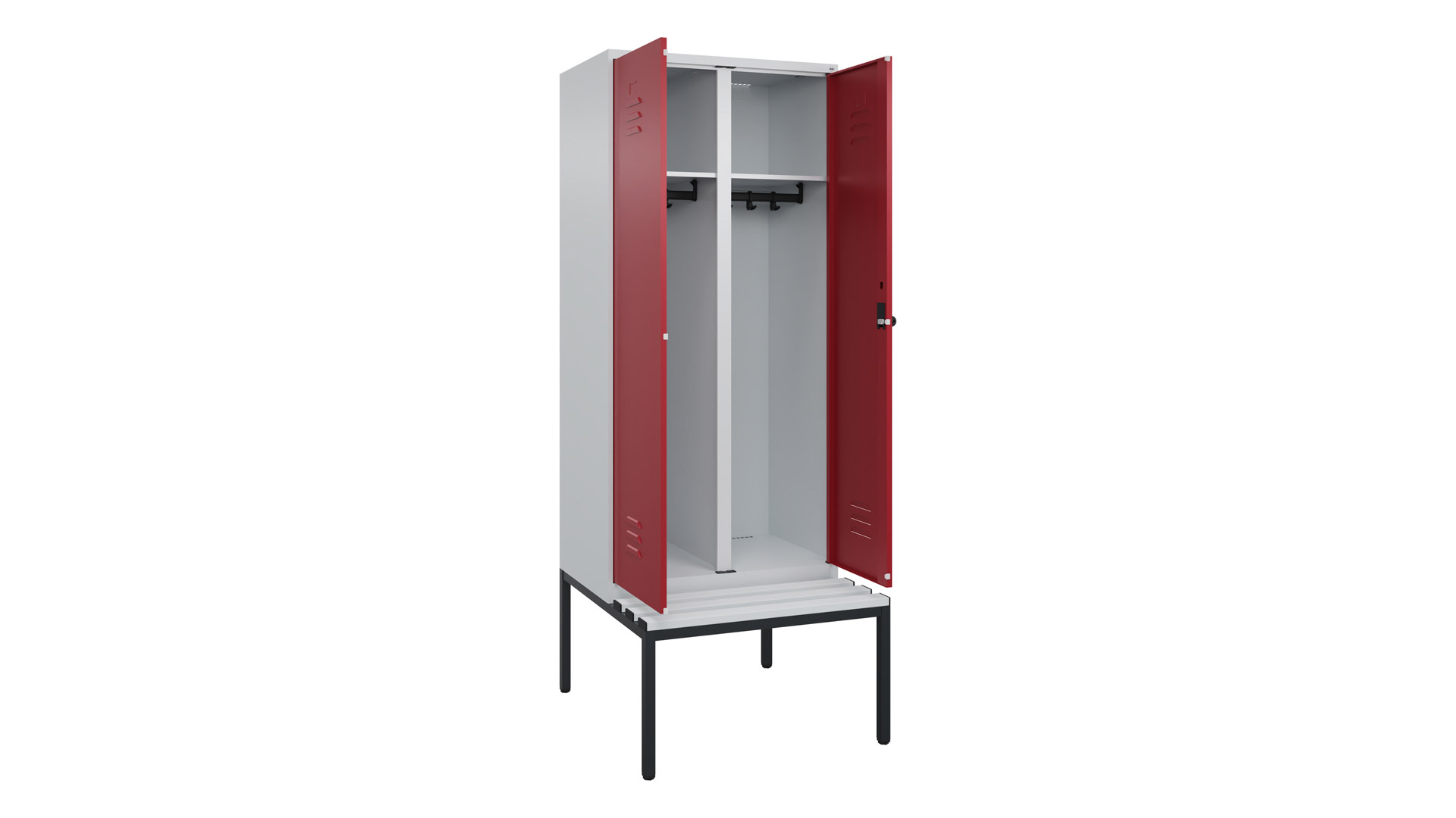 Spind - Garderobenschrank, Breite 80 cm, Höhe 212 cm, Tiefe 50 cm, 2 Abteile