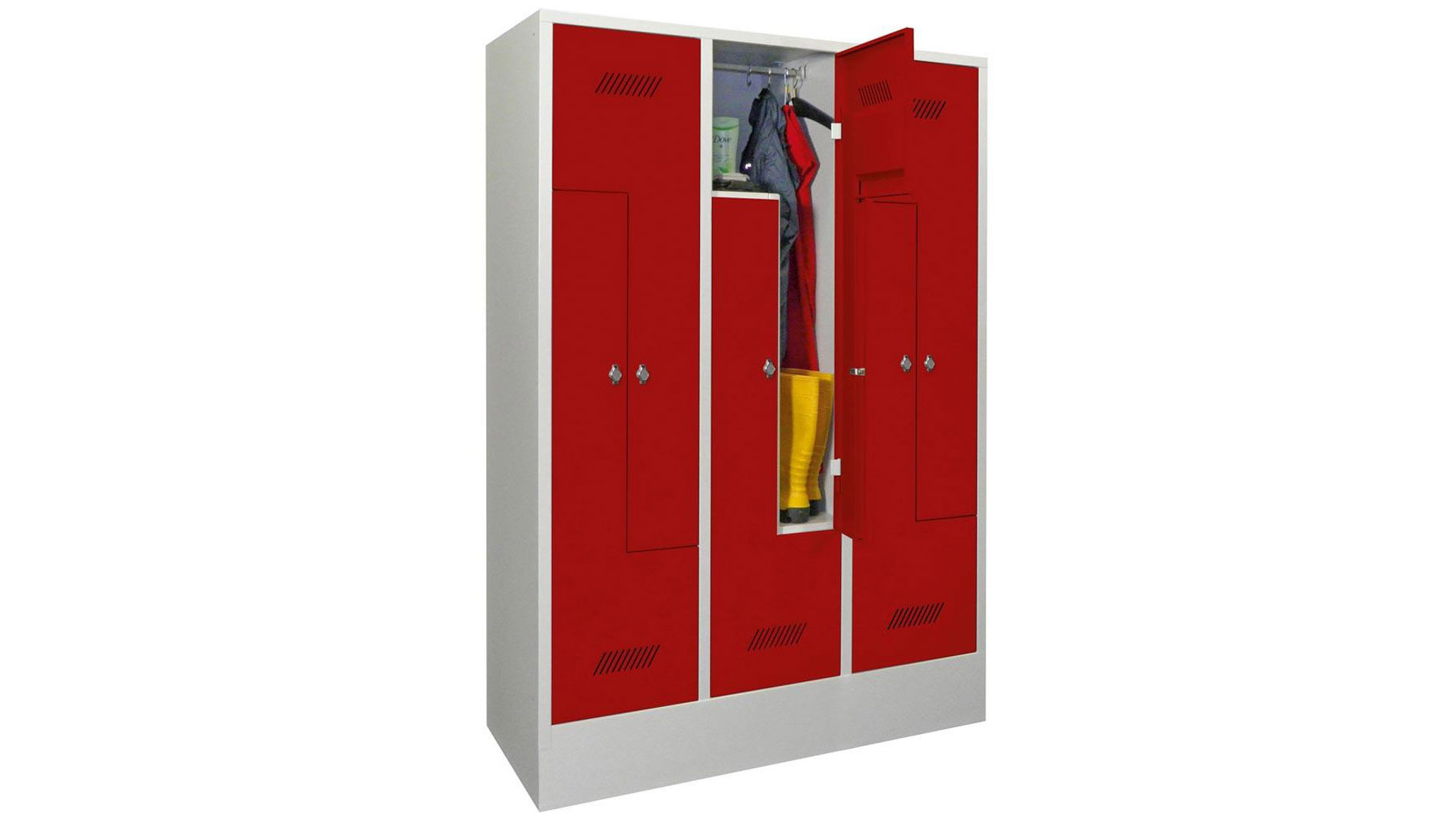 Z-Spind, Breite 120 cm, Höhe 185 cm, Tiefe 50 cm, 6 Abteile