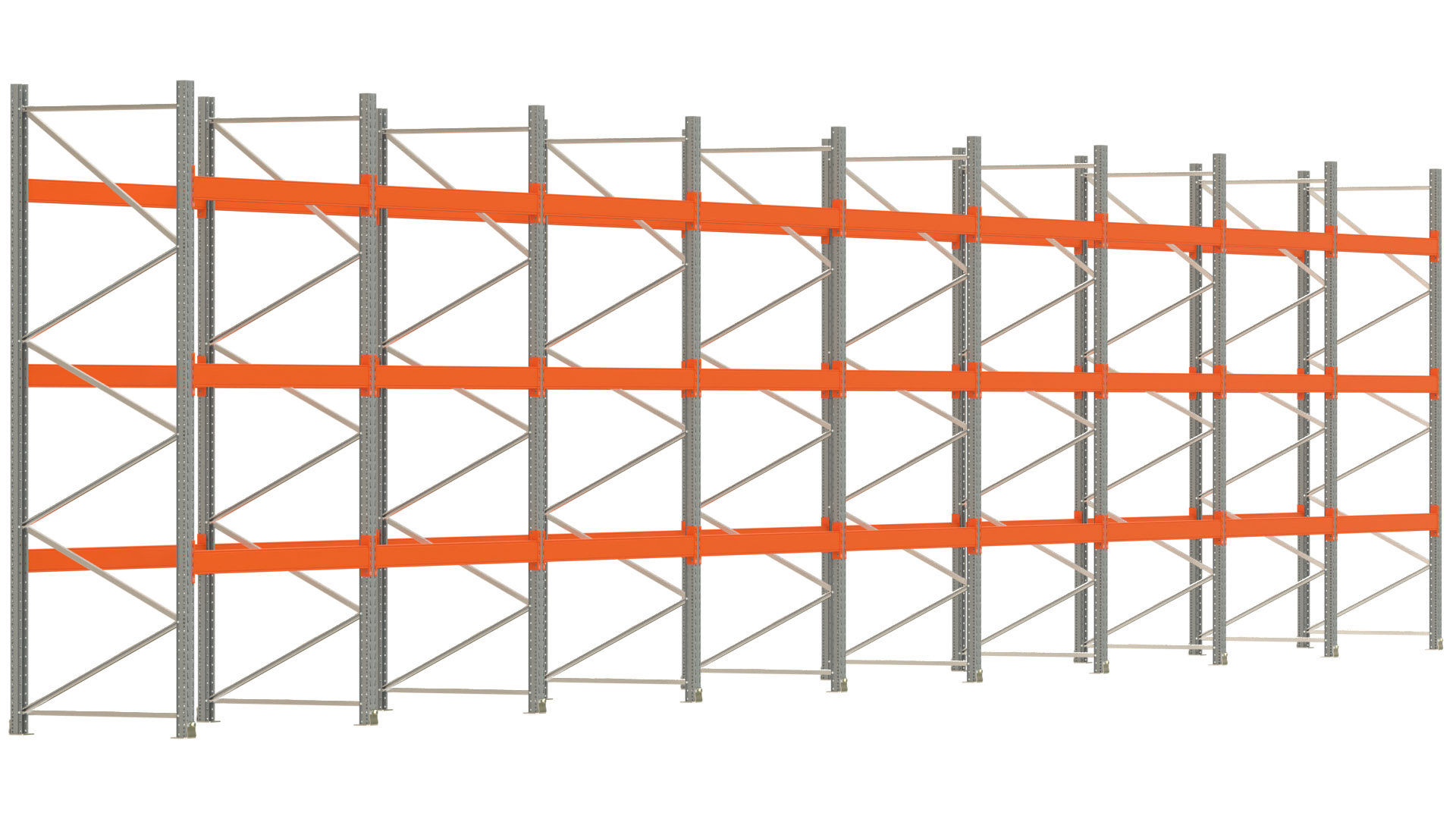 Palettenregal ARTUS - Breite 1795 cm - Höhe 350 cm - Tiefe 110 cm - Fachlast 3000 kg - 72 Palettenstellplätze