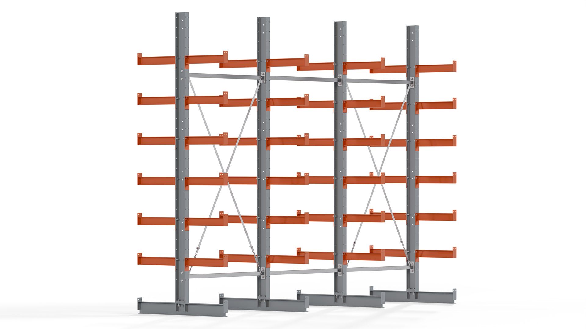 Kragarmregal KARL basic - lackiert - Breite: 384 cm - Höhe: 300 cm - Tiefe: 50 cm - Traglast je Kragarm: 870 kg - beidseitig