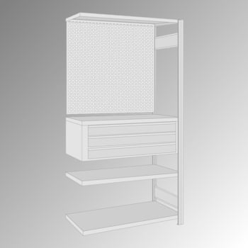 Ladenregal, Verkaufsregal, Fachbodenregal mit Lochwand