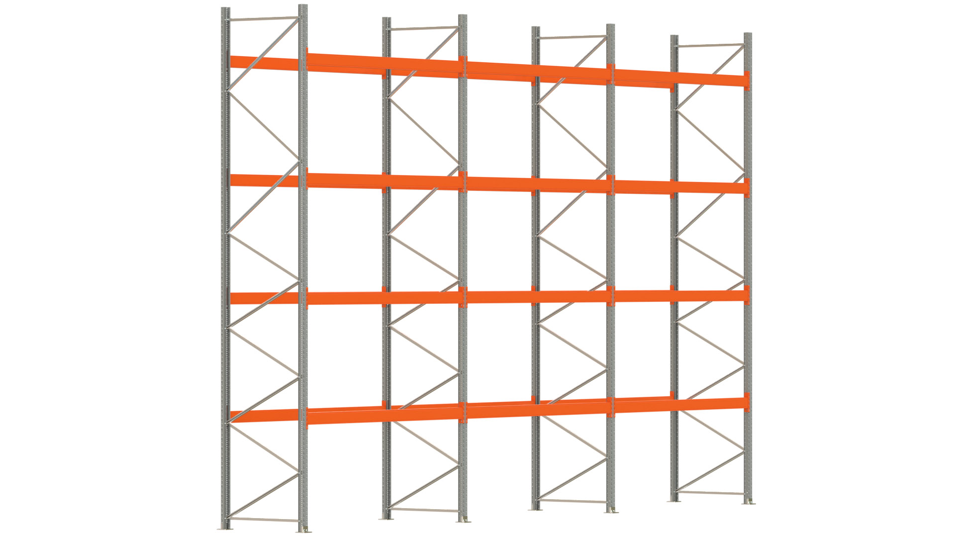 Palettenregal ARTUS - Breite 844 cm - Höhe 550 cm - Tiefe 110 cm - Fachlast 2625 kg - 45 Palettenstellplätze