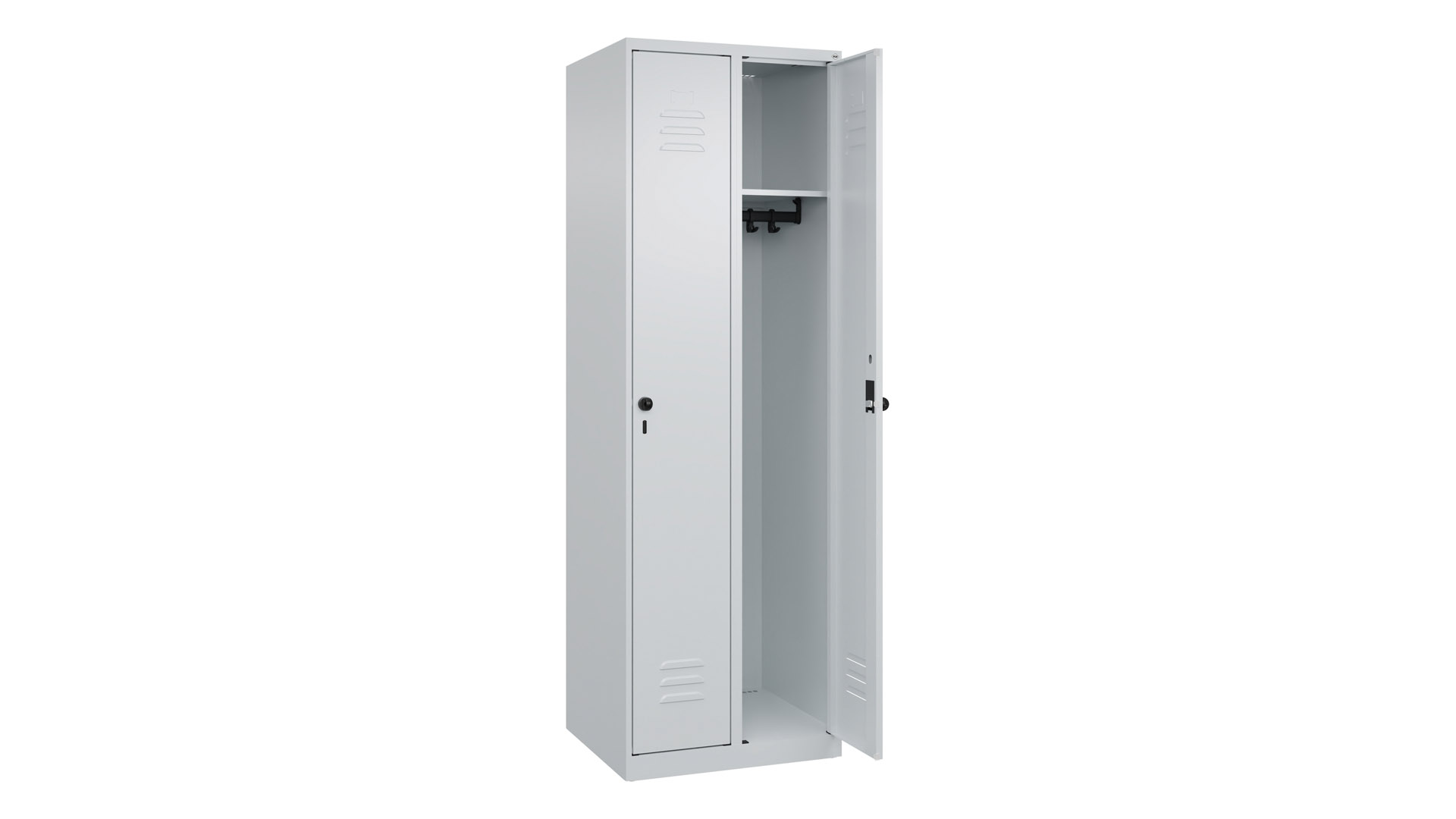 Spind - Garderobenschrank, Breite 60 cm, Höhe 185 cm, Tiefe 50 cm, 2 Abteile