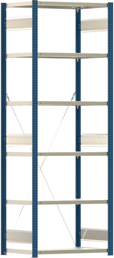 Fachbodenregal BERT - Breite: 87,5 cm - Tiefe: 60 cm - Höhe: 250 cm - 6 Böden - Grundregal