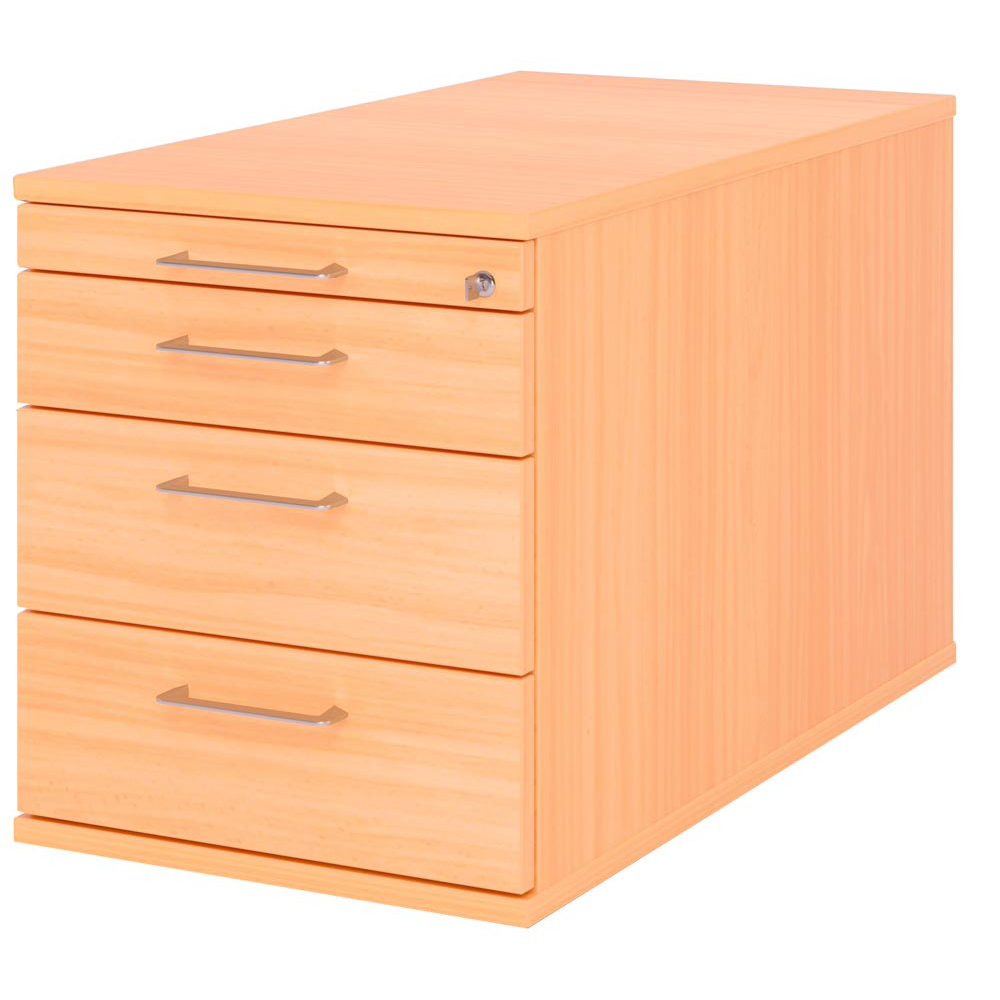 Rollcontainer, BxTxH 428x800x512 mm 1 xUtensilienfach, 3 Schubladen, buche