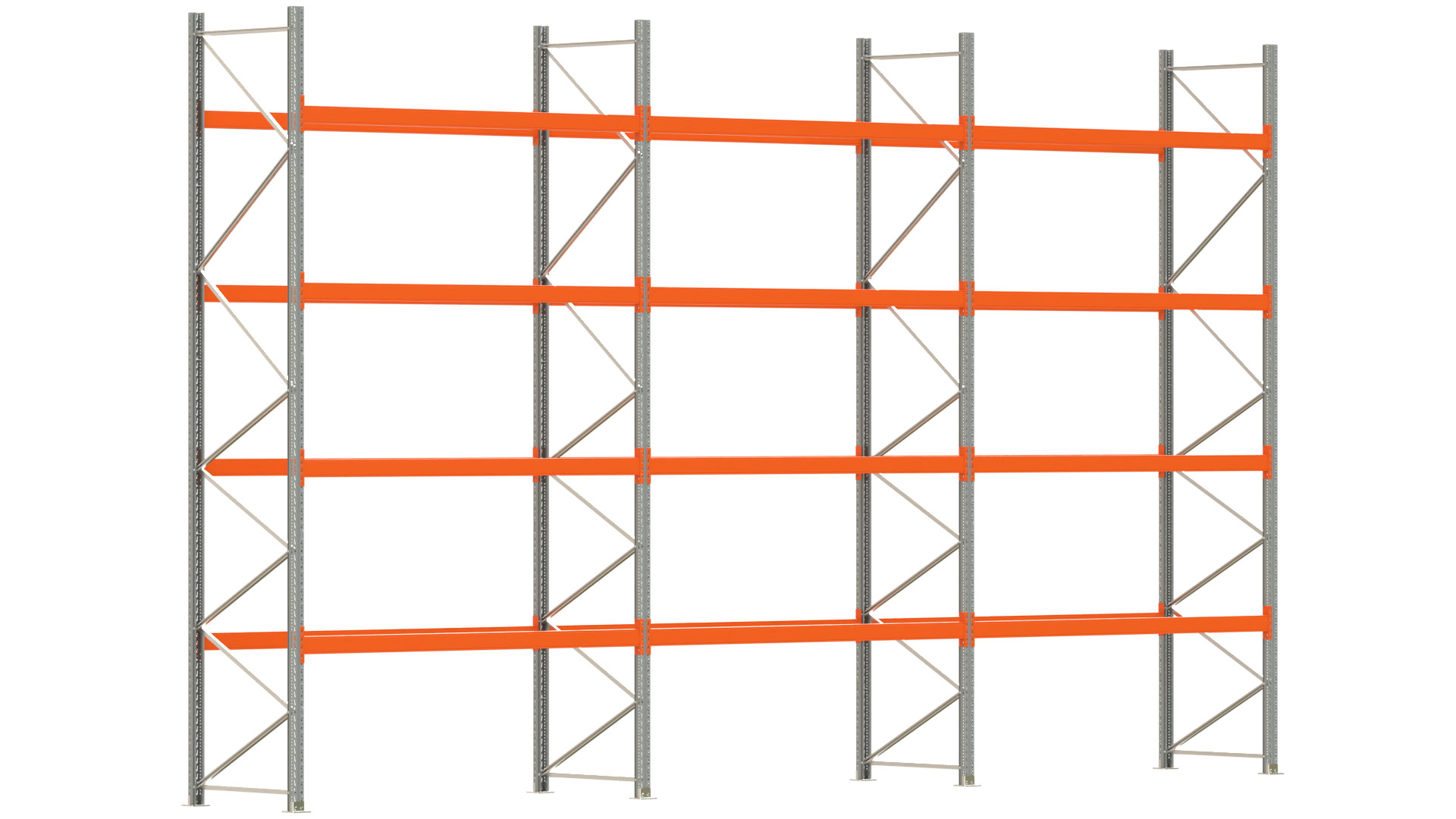 Palettenregal ARTUS - Breite 844 cm - Höhe 500 cm - Tiefe 110 cm - Fachlast 2250 kg - 45 Palettenstellplätze