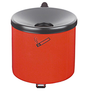 Wandaschenbecher, Aschenbecher, Wandascher, Volumen, 1,0 Liter, Durchm.xH 110x120 mm, Stahlblech rot