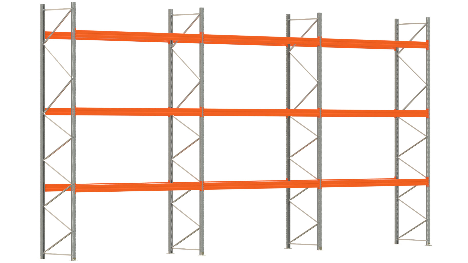 Palettenregal ARTUS - Breite 1114 cm - Höhe 550 cm - Tiefe 110 cm - Fachlast 2900 kg - 48 Palettenstellplätze
