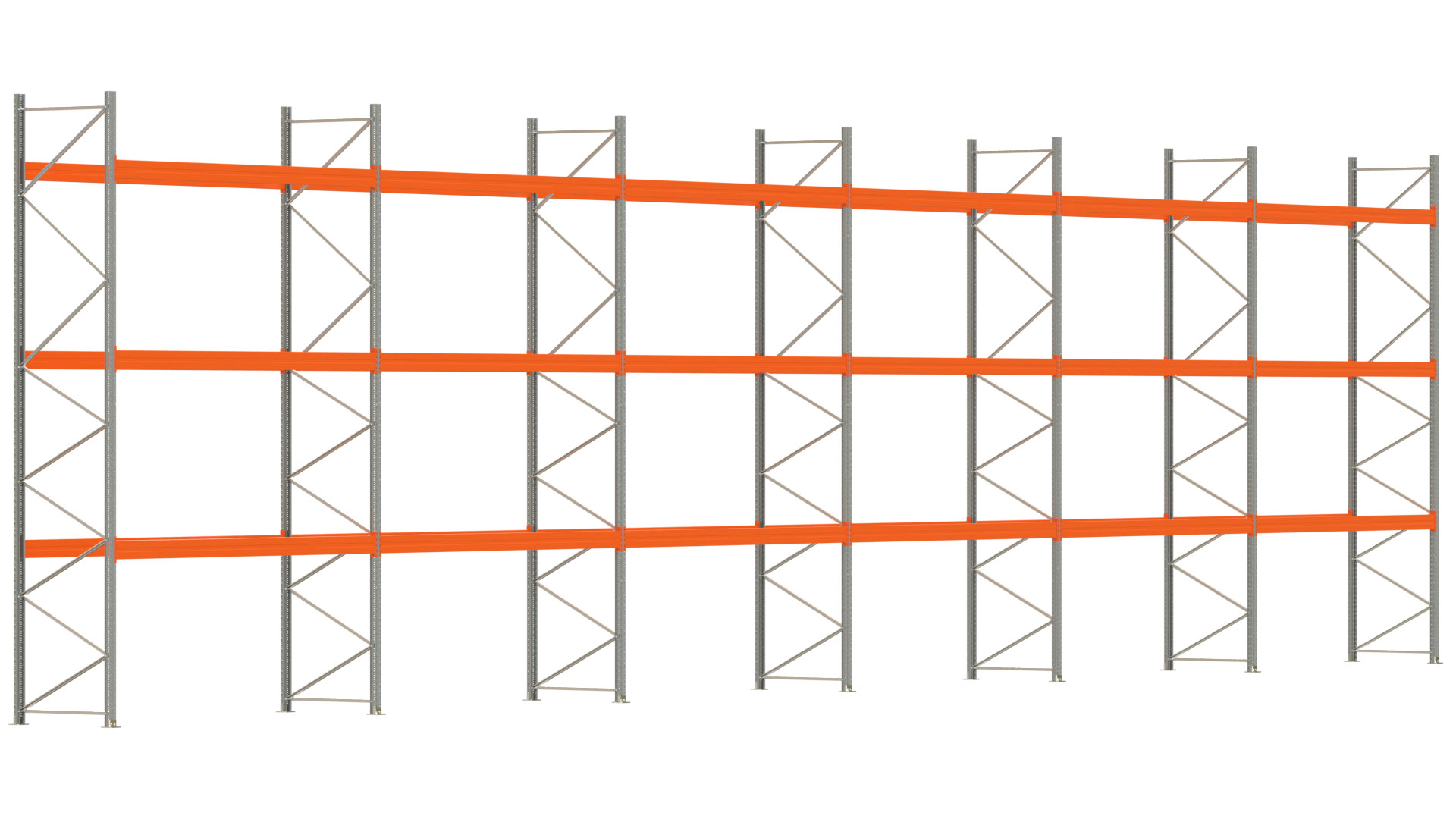 Palettenregal ARTUS - Breite 2219,5 cm - Höhe 550 cm - Tiefe 110 cm - Fachlast 2900 kg - 96 Palettenstellplätze
