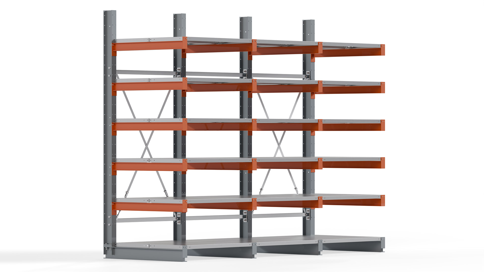 Kragarmregal KARL basic - lackiert - Breite: 300 cm - Höhe: 250 cm - Tiefe: 100 cm - Traglast je Kragarm: 450 kg - einseitig