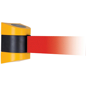 Wandkassette mit Rollgurt, Wandfixierung inkl. Wandanschluss, Gehäuse Kunststoff Gelb, Gurt 4,60 m, rot