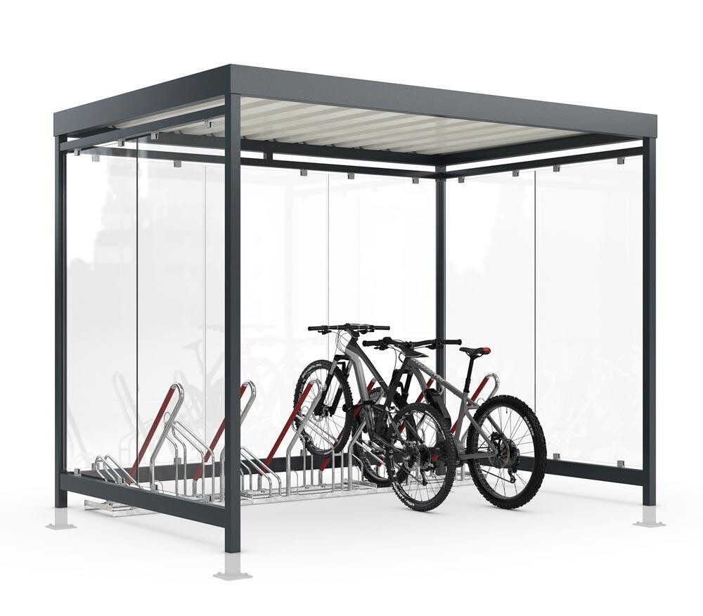 Fahrradüberdachung Set 4 - BxTxH 3180x2165x2440 mm - feuerverzinkt