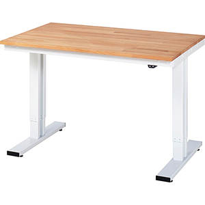 Elektrisch höhenverstellbarer Arbeitstisch, Breite 125 cm, Tiefe 80 cm, Höhe 112 cm,  Schublade(n), Platte: Buche-Riegel