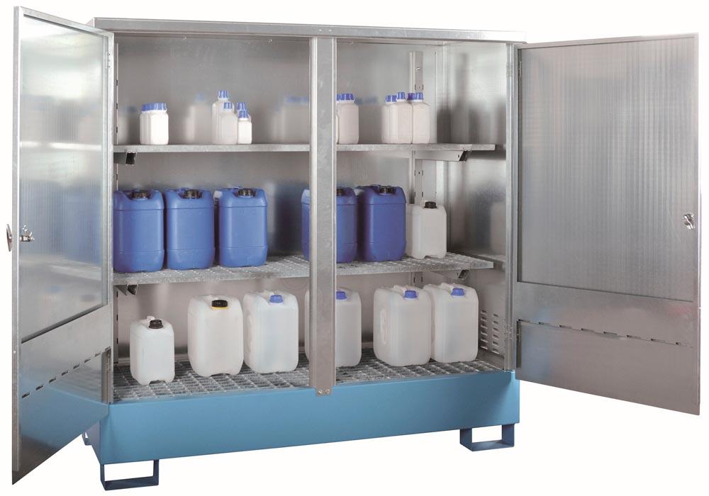 Gefahrstoffdepot, Auffangwanne mit Aufbau für Kleinmengen