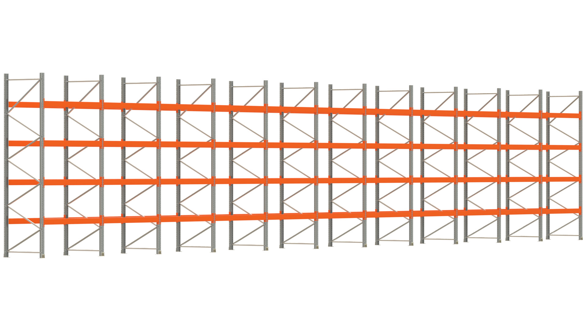 Palettenregal ARTUS - Breite 2192 cm - Höhe 400 cm - Tiefe 110 cm - Fachlast 2600 kg - 110 Palettenstellplätze