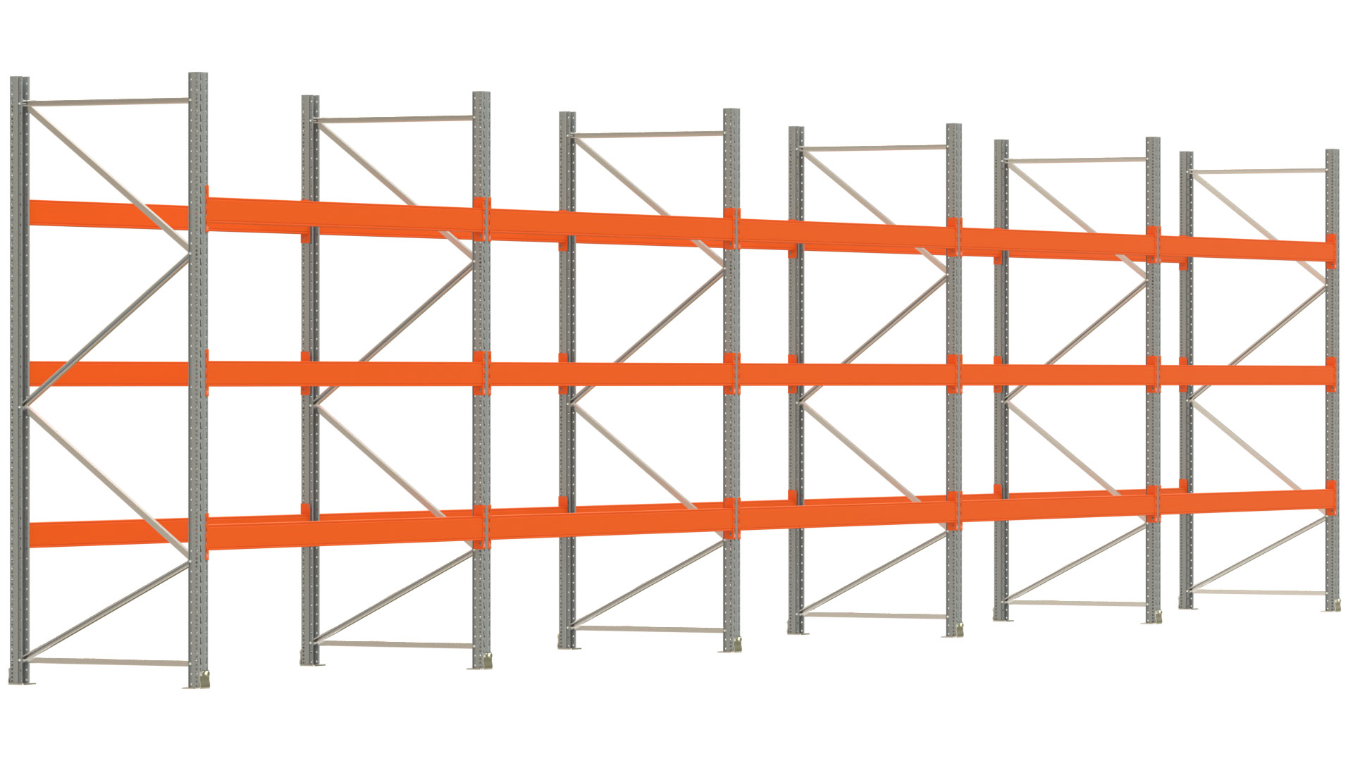 Palettenregal ARTUS - Breite 1401 cm - Höhe 300 cm - Tiefe 110 cm - Fachlast 3000 kg - 60 Palettenstellplätze