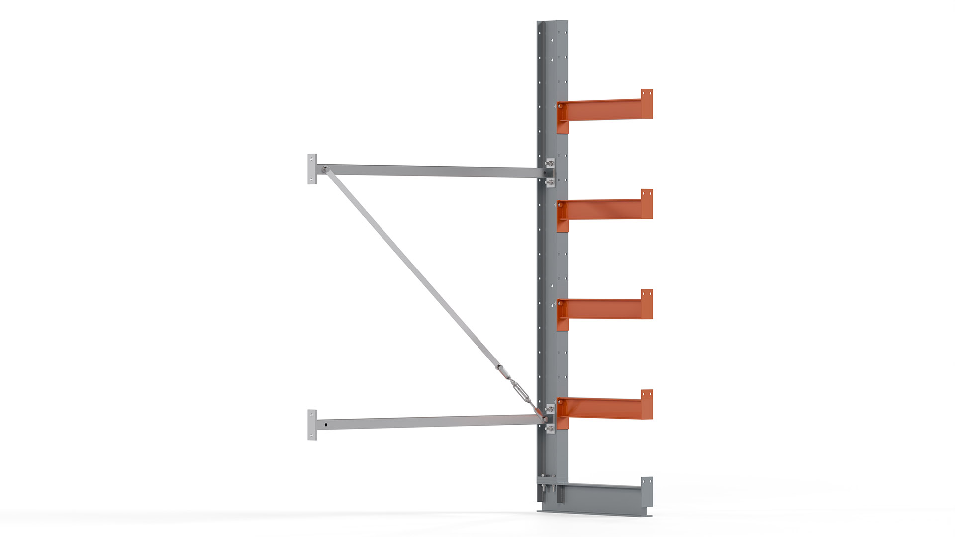 Kragarmregal KARL basic - Anbaufeld - Breite: 100 cm - Höhe: 200 cm - Tiefe: 62 cm - Traglast je Arm: 870 kg - einseitig