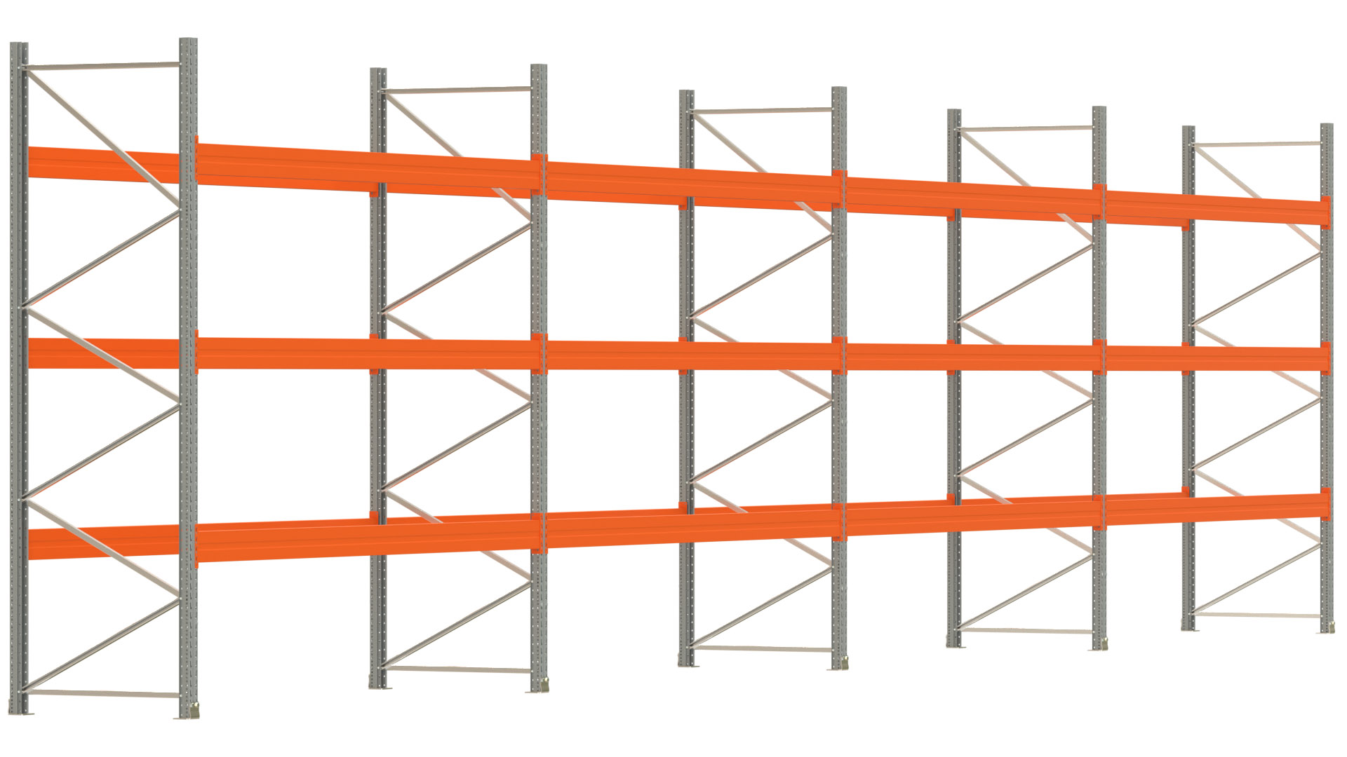 Palettenregal ARTUS - Breite 1482,5 cm - Höhe 350 cm - Tiefe 110 cm - Fachlast 3000 kg - 64 Palettenstellplätze