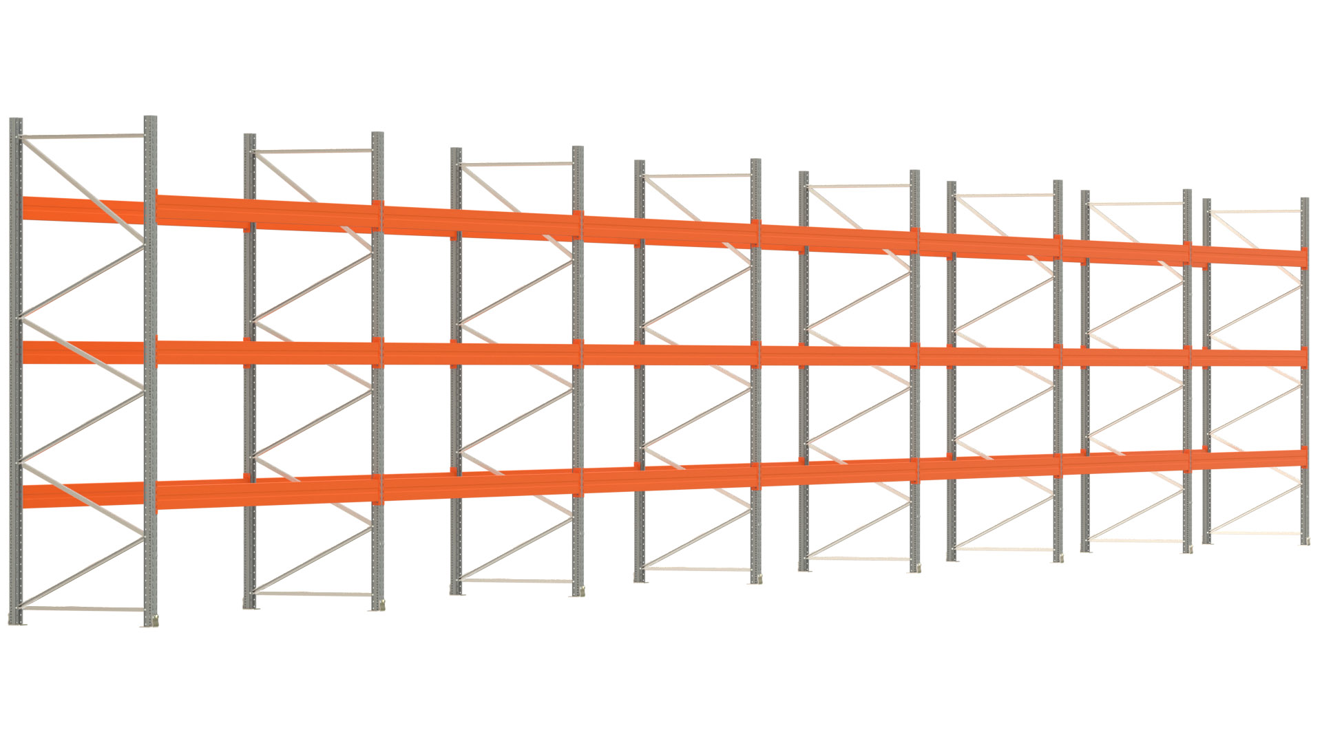 Palettenregal ARTUS - Breite 2588 cm - Höhe 350 cm - Tiefe 110 cm - Fachlast 3000 kg - 112 Palettenstellplätze