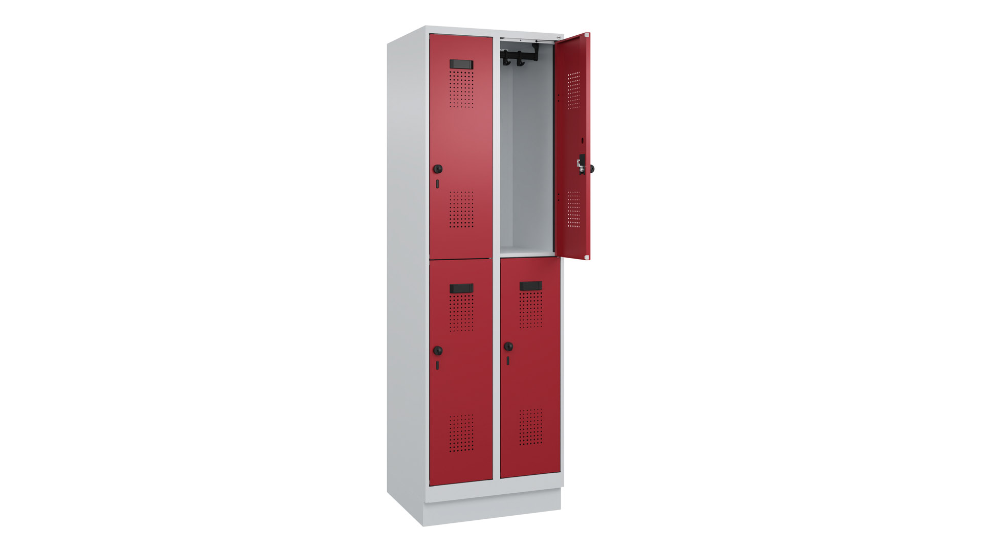 Garderobenspind doppelstöckig, Breite 60 cm, Höhe 195 cm, Tiefe 50 cm, 4 Fächer