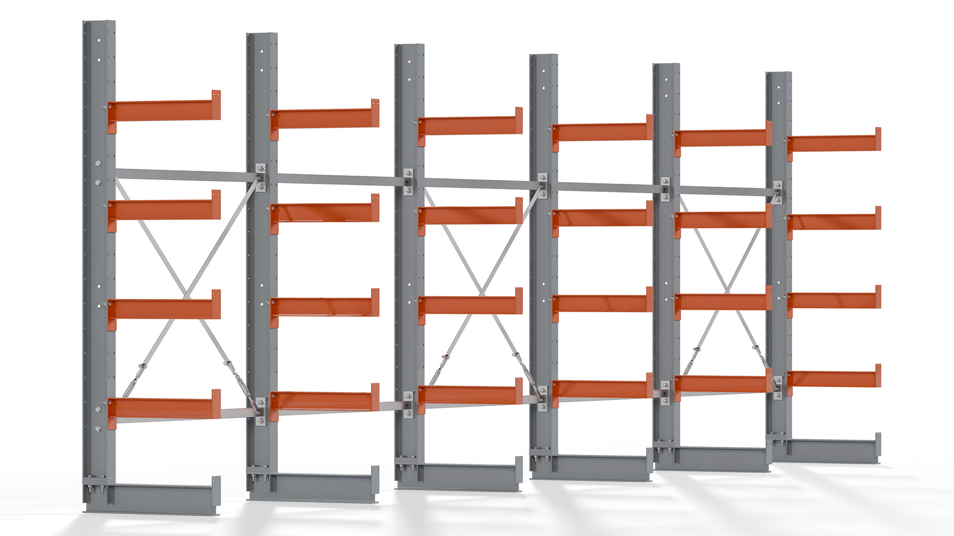 Kragarmregal KARL basic - lackiert - Breite: 640 cm - Höhe: 200 cm - Tiefe: 50 cm - Traglast je Kragarm: 870 kg - einseitig