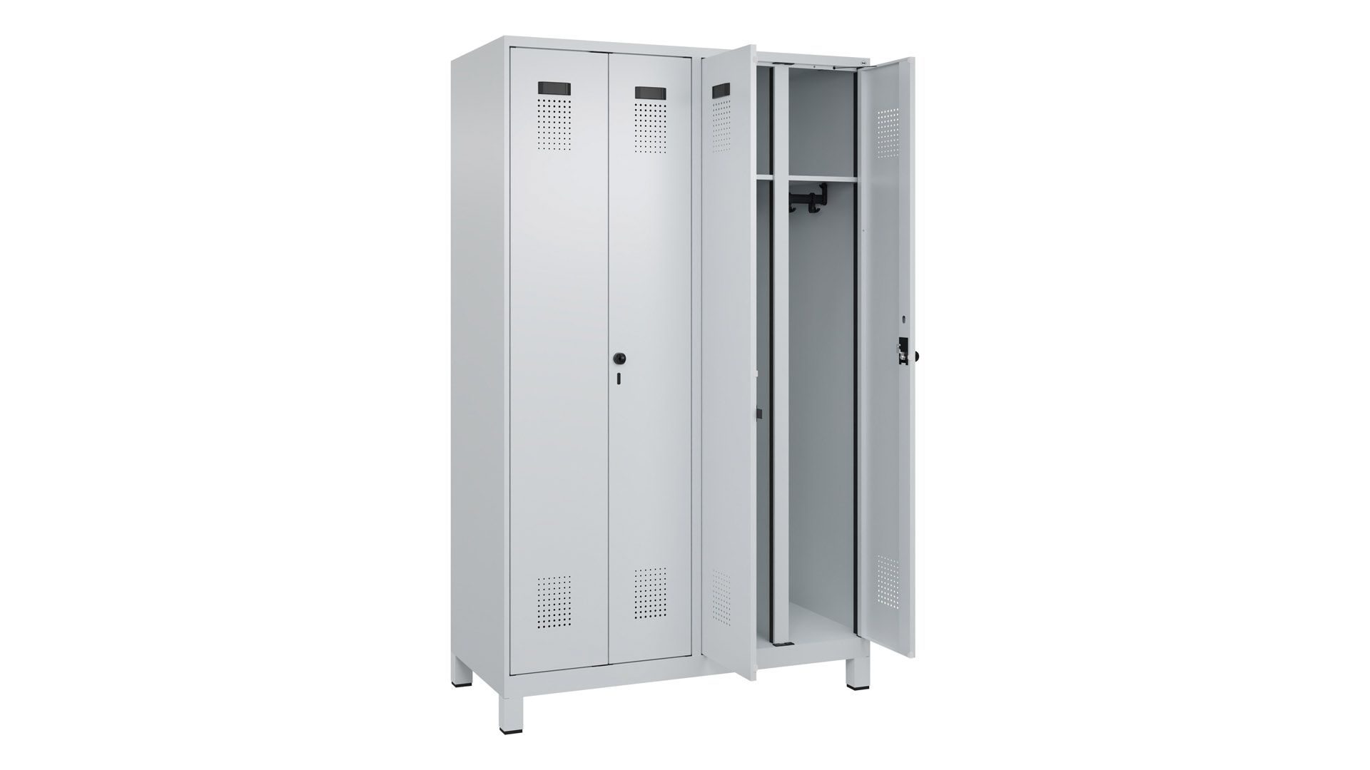 Doppelspind - schwarz weiß Trennung,  Breite 120 cm,  Höhe 195 cm,  Tiefe 50 cm,  4 Abteile