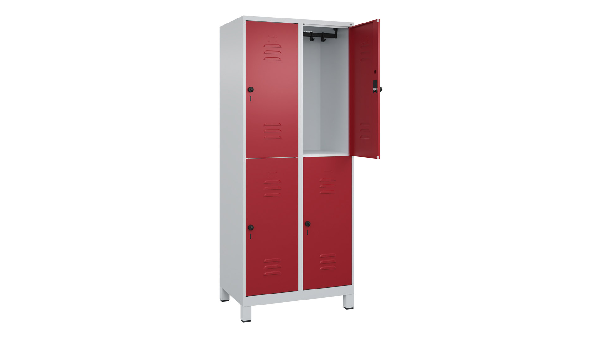Garderobenspind doppelstöckig, Breite 80 cm, Höhe 195 cm, Tiefe 50 cm, 4 Fächer