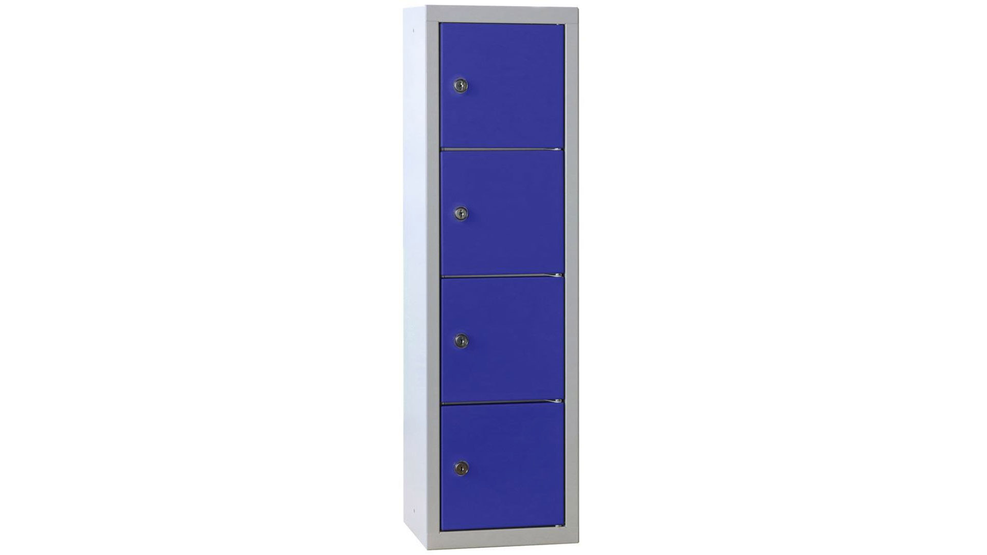 Schließfachschrank, Schließfachsäule - 778 x 225 x 200 mm (HxBxT) - 4 Fächer - lichtgrau/enzianblau