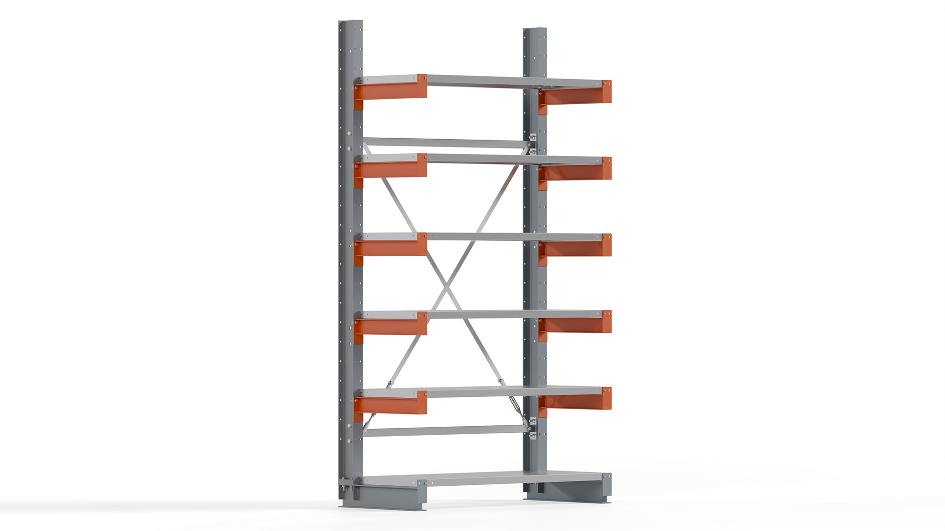 Kragarmregal KARL basic - lackiert - Breite: 128 cm - Höhe: 250 cm - Tiefe: 50 cm - Traglast je Kragarm: 870 kg - einseitig