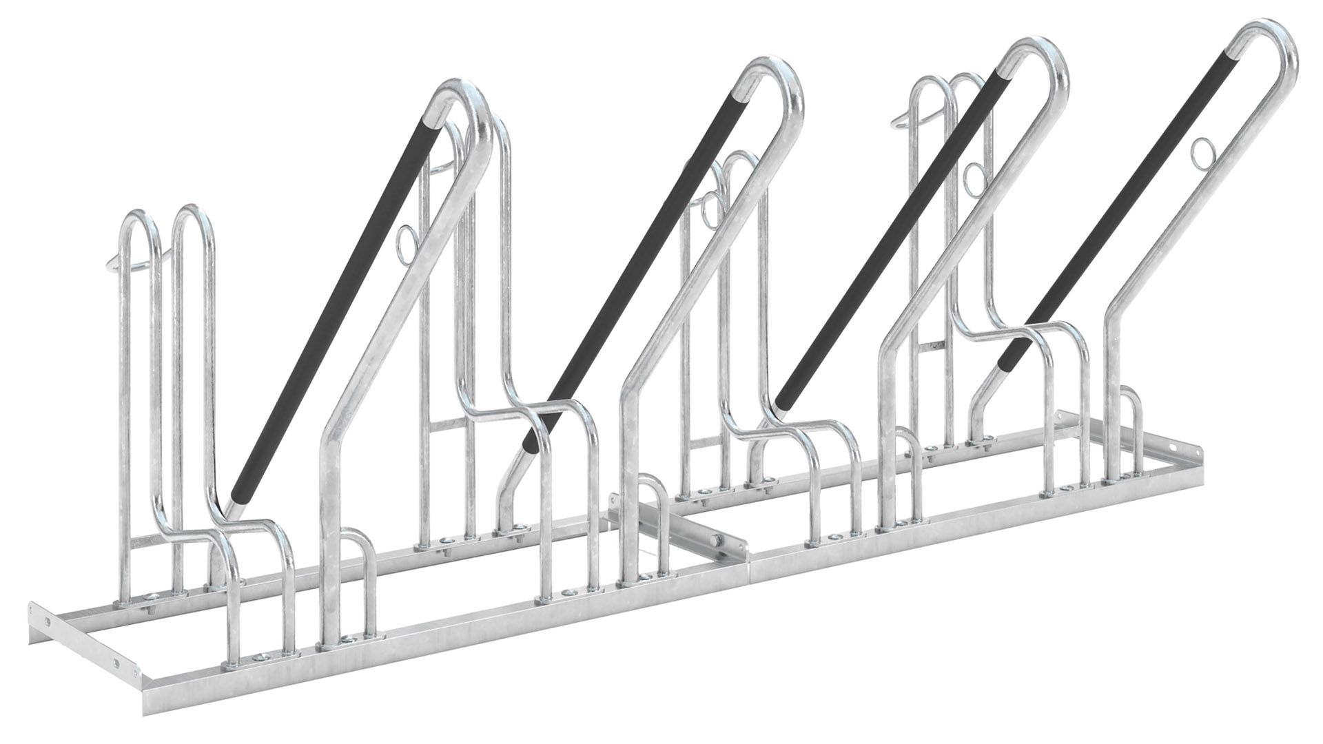 Fahrradbügel, Anlehnbügel - für 4 Fahrräder - Breite: 200 cm - verzinkt
