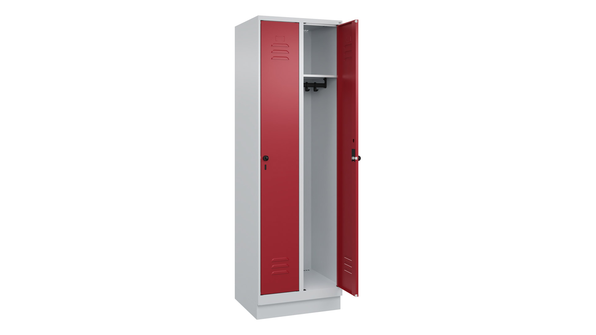 Spind - Garderobenschrank, Breite 60 cm, Höhe 195 cm, Tiefe 50 cm, 2 Abteile