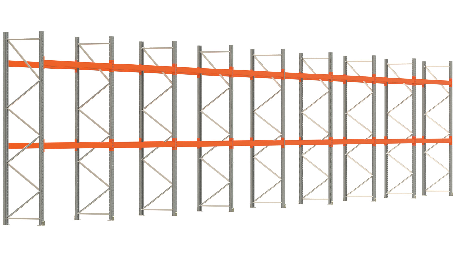 Palettenregal ARTUS - Breite 2236,5 cm - Höhe 350 cm - Tiefe 80 cm - Fachlast 2000 kg - 48 Palettenstellplätze