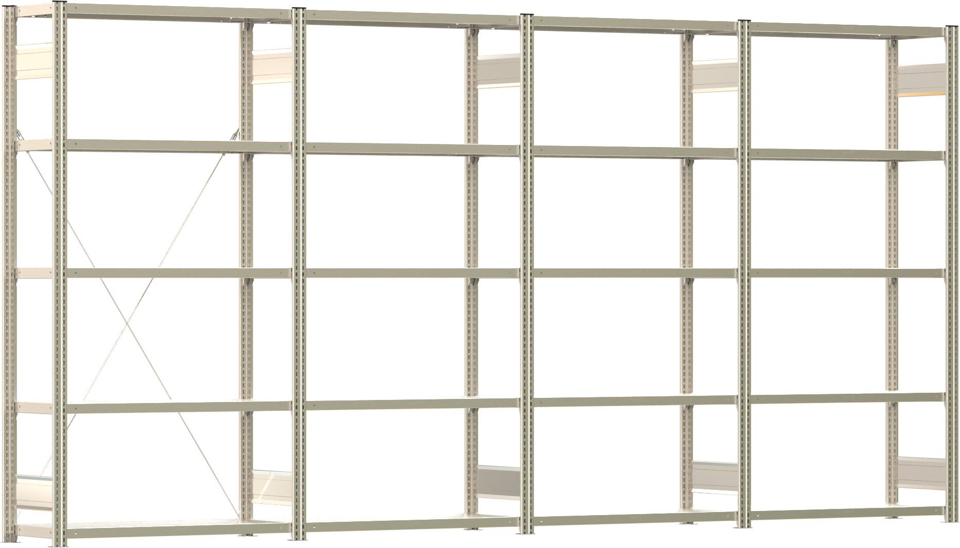 Fachbodenregal BERT - Breite: 402 cm - Tiefe: 40 cm - Höhe: 200 cm - 20 Böden - Regalreihe