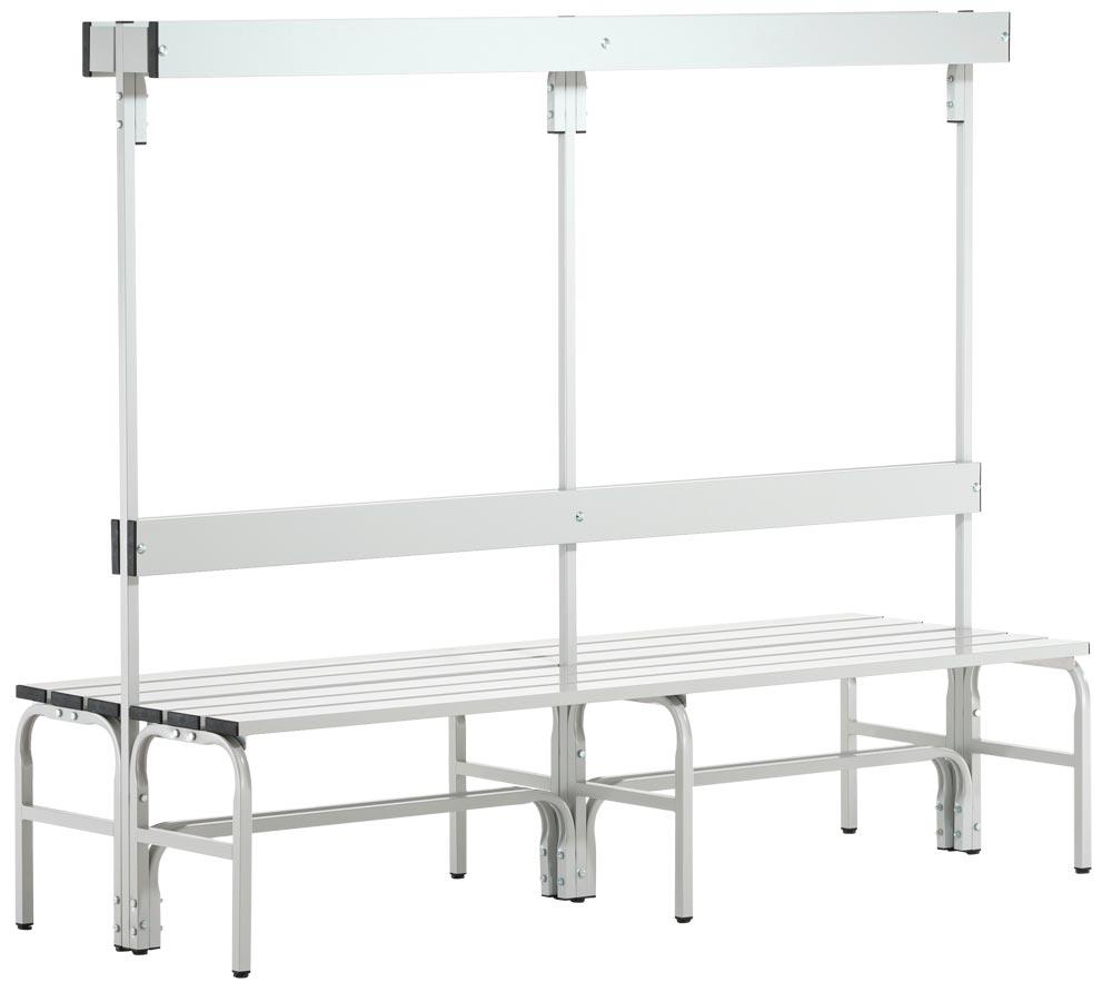 Garderobenbank, doppelseitig, Breite 200 cm, Höhe 165 cm, Tiefe 72,5 cm