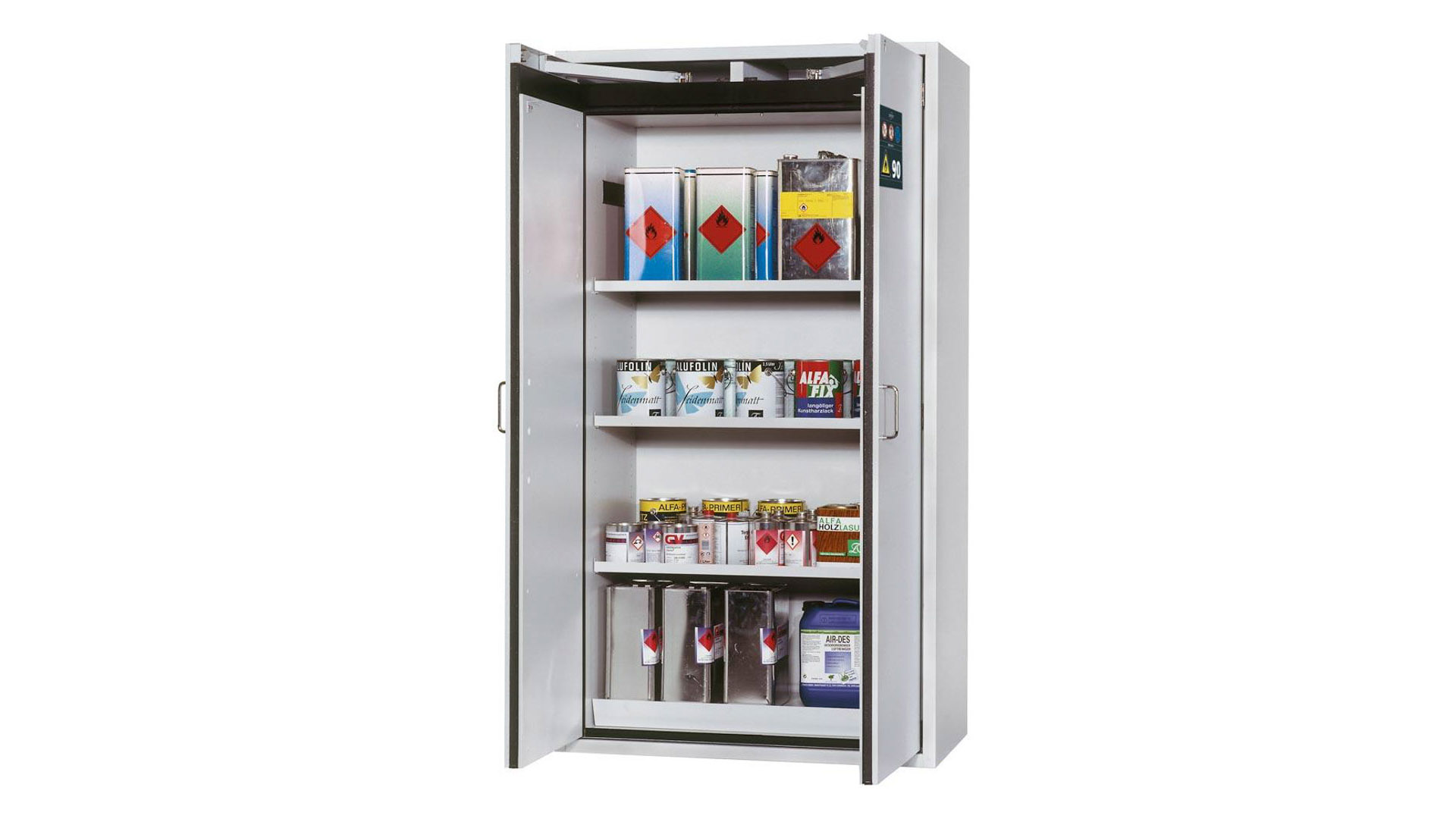Gefahrstoffschrank Typ 90 mit Türfeststellanlage