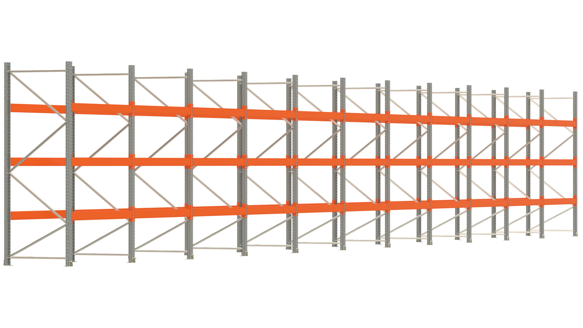 Palettenregal ARTUS - Breite 2192 cm - Höhe 300 cm - Tiefe 110 cm - Fachlast 3000 kg - 88 Palettenstellplätze
