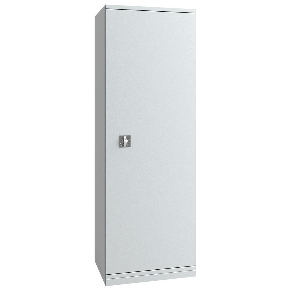 Aktenschrank mit Flügeltüren, Büroschrank, feuergeschützt, BxTxH 670x500x1950 mm, 1 Tür, 4 Böden, Kapazität 40 Ordner, RAL 7035 lichtgrau