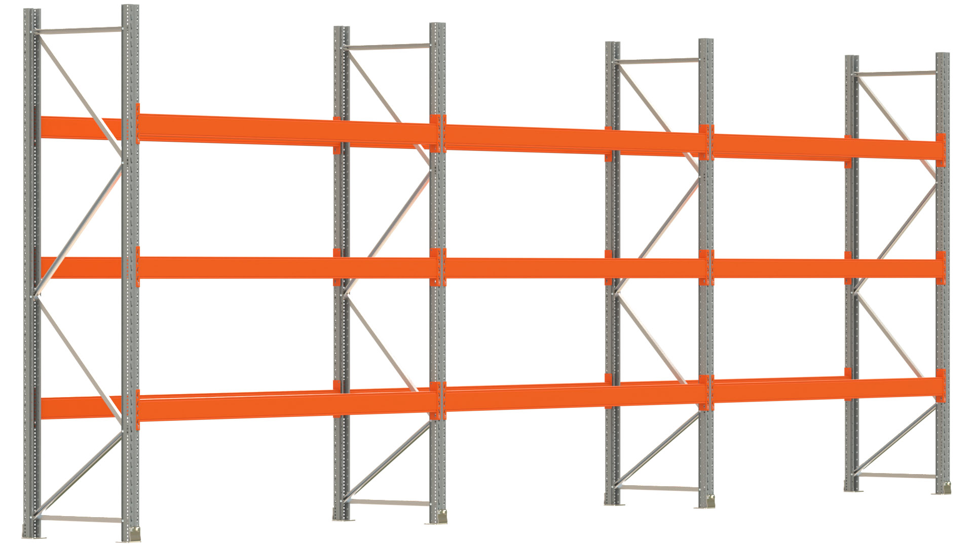 Palettenregal ARTUS - Breite 844 cm - Höhe 300 cm - Tiefe 80 cm - Fachlast 3000 kg - 24 Palettenstellplätze