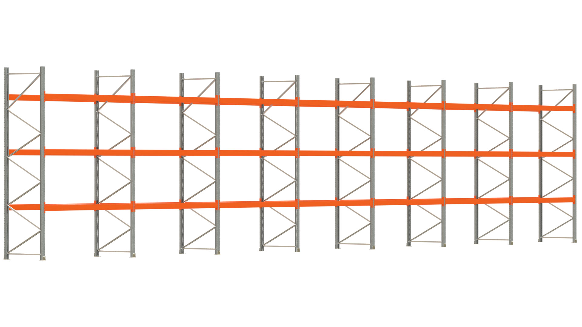 Palettenregal ARTUS - Breite 1958 cm - Höhe 400 cm - Tiefe 110 cm - Fachlast 2910 kg - 84 Palettenstellplätze