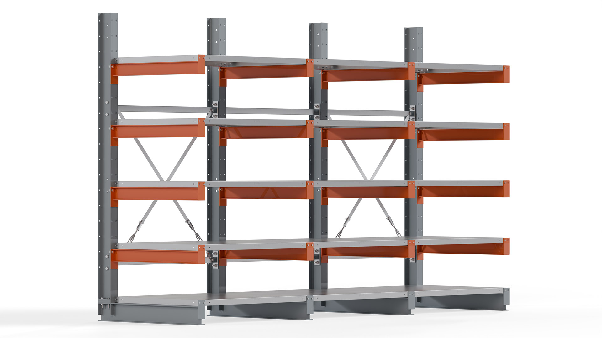 Kragarmregal KARL basic - lackiert - Breite: 300 cm - Höhe: 200 cm - Tiefe: 80 cm - Traglast je Kragarm: 550 kg - einseitig