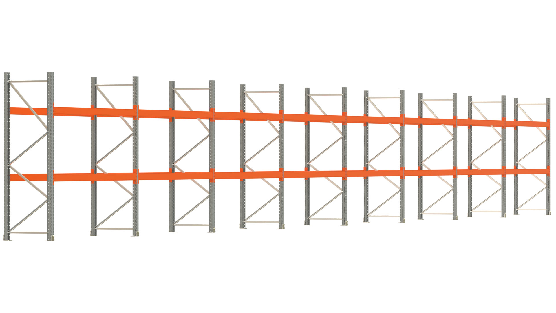 Palettenregal ARTUS - Breite 2236,5 cm - Höhe 250 cm - Tiefe 80 cm - Fachlast 2000 kg - 48 Palettenstellplätze