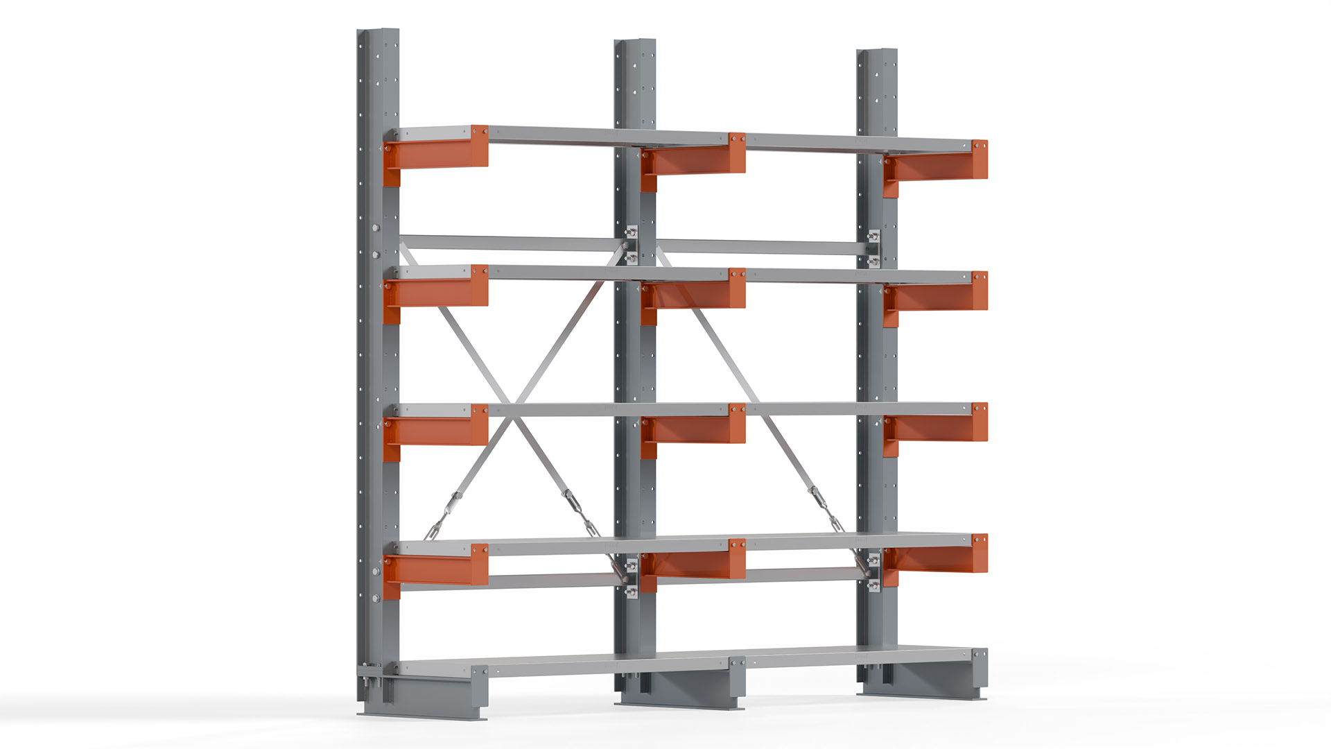Kragarmregal KARL basic - lackiert - Breite: 200 cm - Höhe: 200 cm - Tiefe: 40 cm - Traglast je Kragarm: 1100 kg - einseitig