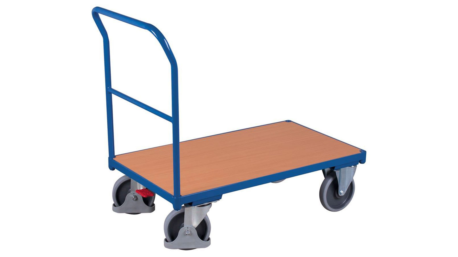 Plattform-Transportwagen - Basis-Schiebebügelwagen - Traglast 400 kg - Ladefläche 500 x 880 mm (BxT) - enzianblau