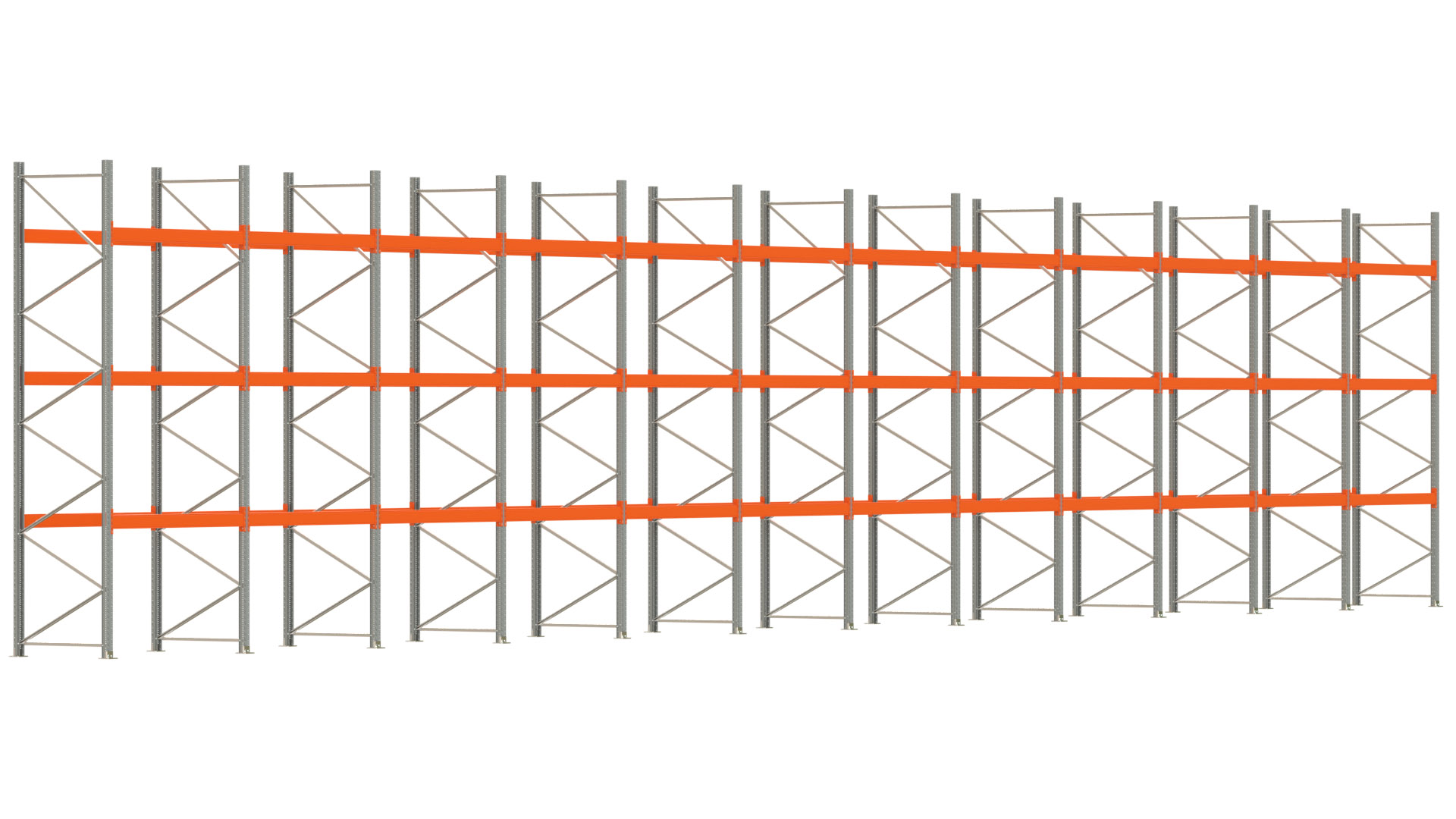 Palettenregal ARTUS - Breite 2390,5 cm - Höhe 450 cm - Tiefe 110 cm - Fachlast 3000 kg - 96 Palettenstellplätze