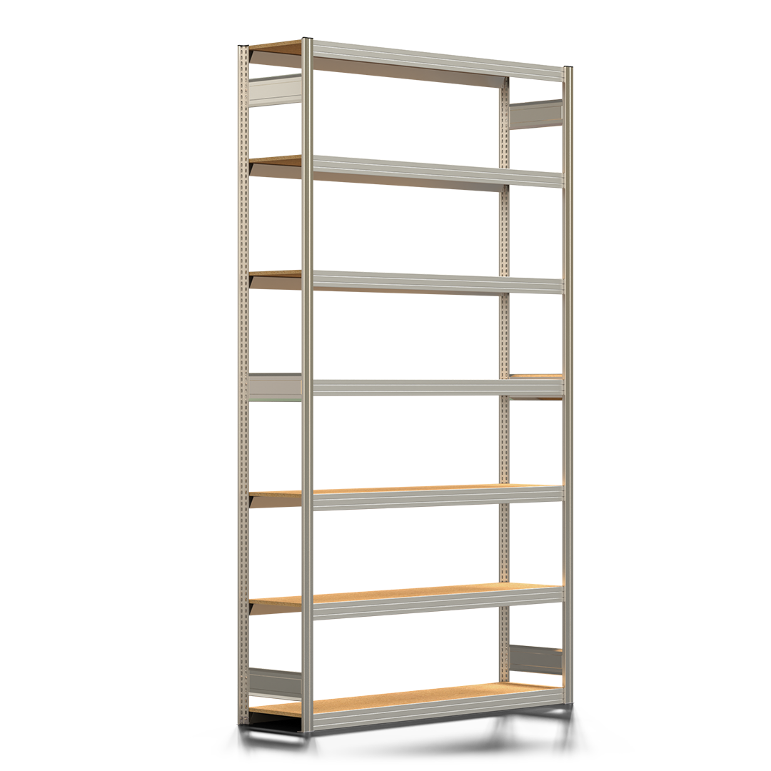 Fachbodenregal BERT - Breite: 169,5 cm - Tiefe: 40 cm - Höhe: 300 cm - 7 Böden - Grundregal