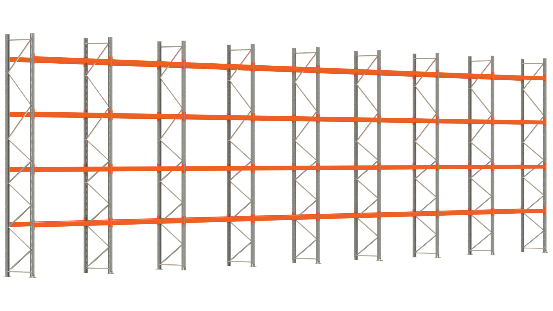 Palettenregal ARTUS - Breite 2236,5 cm - Höhe 550 cm - Tiefe 80 cm - Fachlast 2250 kg - 80 Palettenstellplätze