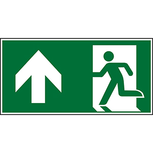 Rettungszeichen, Rettungsschild, Fluchtweg geradeaus