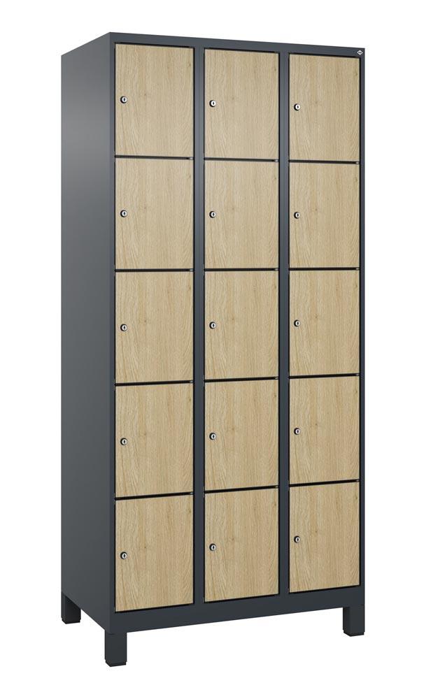 Fächerschrank mit MDF Türen, Breite 90 cm, Höhe 195 cm, Tiefe 50 cm, 15 Fächer